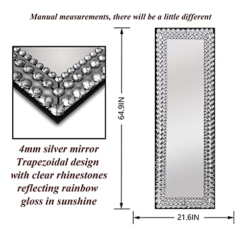 JACUKO Full Length Mirror Jeweled Floor Mirror Accented Crystal Metal