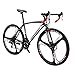 Road Bike LZ-550 Steel Bicycle 3 Spoke Wheels disc Brake 21 Speed Road Bike Black/White 49thumb 1