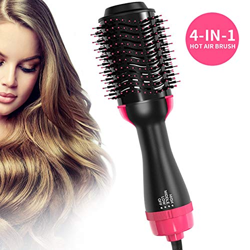 One Step Hair Dryer & Volumizer, Upgrade Hot Air Brush, Salon Negative lon Styling Hair Dryer Brush, Ceramic Electric Blow Dryer, Curler, Straightener, Styler Brush with 2Pcs Hair Clips