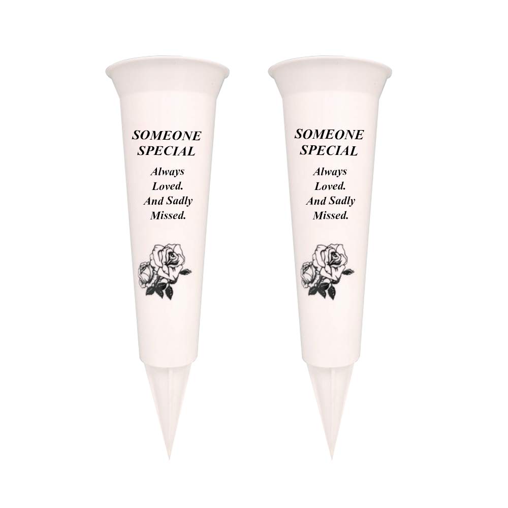 Graveside Memorial Vases/Flower Holders Ornament (2 Spikes/Package), Engraved with a Funeral Verse | A Personalized Plastic Spike Grave Decoration Ornament for your Loved Ones (Someone special) โ image 1