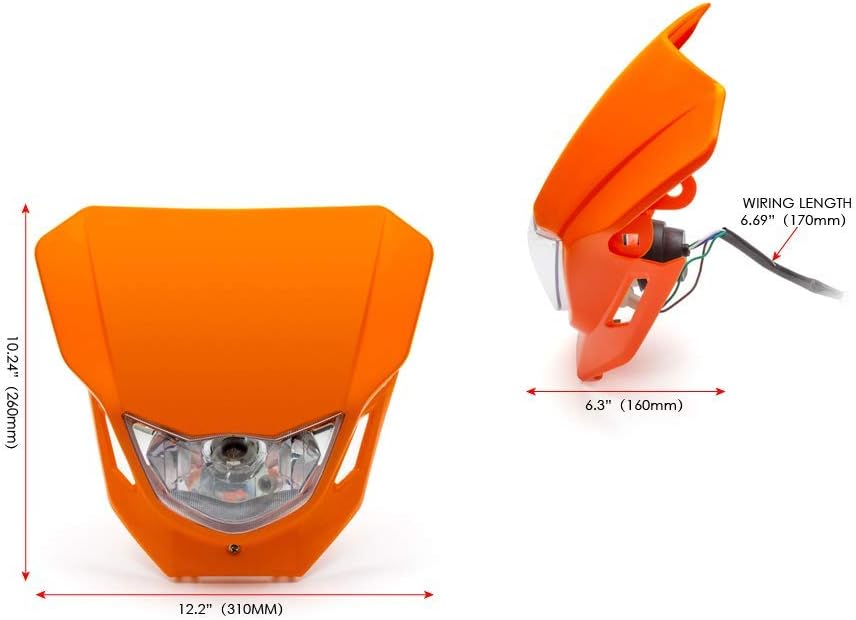 Alchemy Parts Motorbike Headlight - Supermoto & Streetfighter - Orange - 12V 35W - Image 3