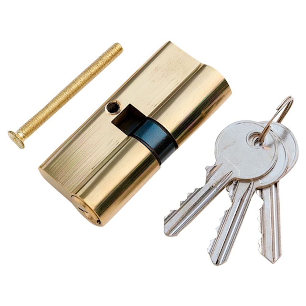 Merriway BH05706 5-Pin Euro Double Profile Cylinder Lock, 35-35 mm (70 mm Overall Length), Polished Brass Finish