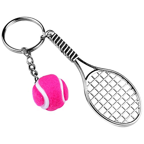 SODIAL(R) Hot Sale Creative Personality Simulation Tennis Ball Keychain Key Ring Handag Pendant Accessory For Women Men Pink