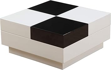 Amazon De Sunbooo Moderner Hochglanz Couchtisch Quadratisch Schwarz Weiss Tische Fur Wohnzimmer Buro