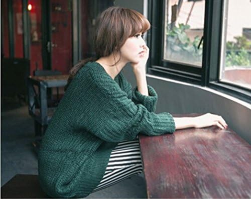 Yaxinyuf Women's Fashion Oversized Knitted Crewneck Casual Pullovers Sweater