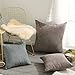 Home Brilliant Decorative Pillowcases Striped Chenille Velvet Plush Square Throw Pillow Cover Sofa Cushion Covers for Couch, Set of 2, 18x18 inch (45cm), Brown