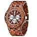 MEKU Men's Wood Wrist Watch Quartz Day Date Wooden Watch Gift (Sandalwood & Redness)