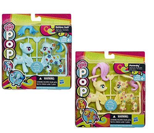 Secret for Longevity 2-Pack Little Pony Horse Blue Rainbow Dash Yellow Fluttershy Figures Pop Starter Kit Play Set Toy
