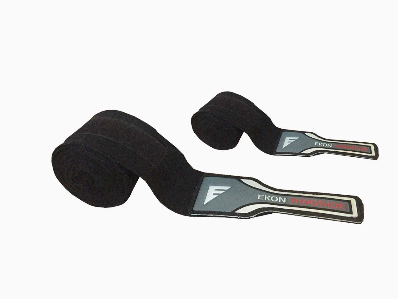 EKON Advanced Boxing Hand Wraps – For Combat Sports, MMA and Martial Arts - 4.5 Meter Elasticated Bandages For Hand Protection (Black)