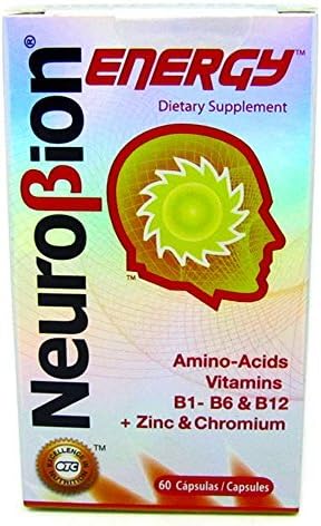 NeuroBion Energy Dietary Supplement 60 Capsules Amino Acids Vitamins B1, B6 &amp; B12 + Zinc &amp; Chromium by JB Care