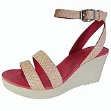 Crocs Women's Leigh Graphic Wedge, Melon/Stucco, 7 M US