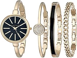 Anne Klein Women's AK/1470GBST Gold-Tone Watch and Bracelet Set