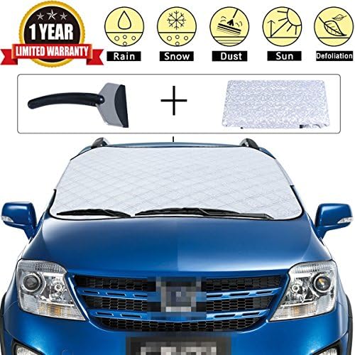 Car Snow Cover Premium Windshield Snow Cover Universal Windshield Snow and Ice Cover & Sun Shade Protector for All Vehicles with Snow Scraper (M)