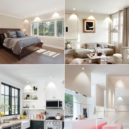 KYOTECH 4 x LED Surface-Mounted Spotlights, 4000 K Ceiling Spotlights, Matt White, 6 W, 550 lm, GX53 LED Surface-Mounted Spotlights, Diameter 95 x 55 mm, Surface-Mounted 230 V Surface-Mounted Light, Ceiling Light for Bedroom, Living Room