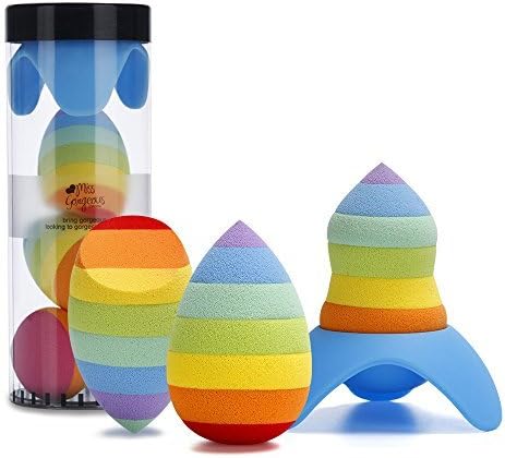 Miss Gorgeous Blender Beauty Sponges, Make-Up Foundation Cosmetic Sponge (3Pcs Latex Makeup Sponge + 1Pcs Sponge Holder)