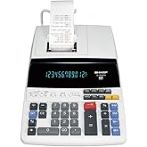 Sharp EL2615PIII Printing Calculator, 12-Digit Fluorescent Display, 4.3 LPS Two-Color Printing, Clock Calendar, Ideal for Acc