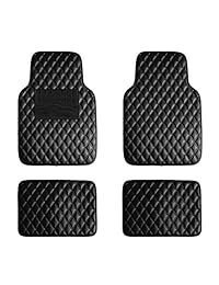FH Group F12002BLACK   Alfombrillas universales de piel sintética para todo el año, alta tecnología 3 D, antideslizantes, Estampado de diamante