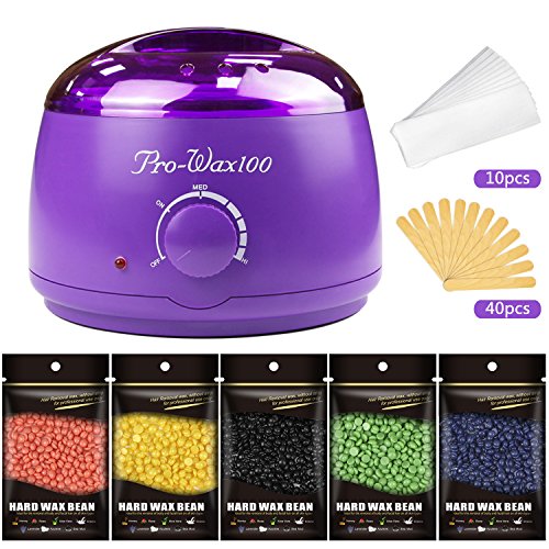 UPC 602463394469, Hair Removal Wax Warmer Kit with 5 Flavors Hard Wax Beans and Wax Applicator Sticks By Mibote