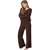 Softies Waffle Marshmallow V-Neck Lounge Set for Women – Ultra Soft 2-Piece Loungewear with Long Sleeve Top & Pants