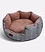 Smiling Paws Pets Round Pet Bed for Cats & Small Dogs – Premium Organic Cotton with Plush Sherpa Lining and Side Pocket for Smaller Toys | 16” x 16” x 7