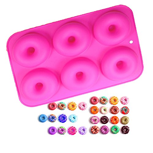 6-Cavity Silicone Donut Molds Set of 2, Non-Stick Full-Sized Safe Baking Tray Maker Baking Pan for Cake Biscuit Bagels Muffins- Heat Resistance. - Thumbnail 2
