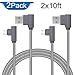 APFEN Angled Micro USB Cable 90 Degree Nylon Braided Micro USB to USB A Data and Sync Date Android Cable Pack of 2(10ft)
