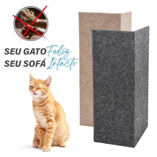 Arranhador Pet Gatos Cama Box e Canto De Sofá Com 2 Peças Montado MDF Premium (Bege)