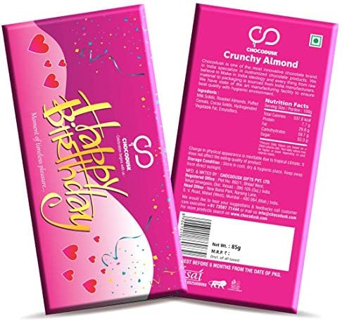 Happy Birthday Chocolate Bar (Pink), 85 Gram