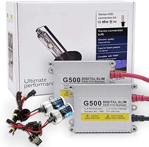 Chylay AC 55W HID Xenon Conversion Kit H1 Xenon Bulbs lamp and Slim Digital Ballasts 8000K Blue white For car headlight replacement