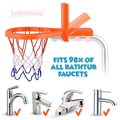 BRITENWAY Fun Basketball Hoop & Balls Playset for Little Boys & Girls | Bathtub Shooting Game for Kids & Toddlers | Suctions Cups That Stick to Any Flat Surface + 3 Balls Included