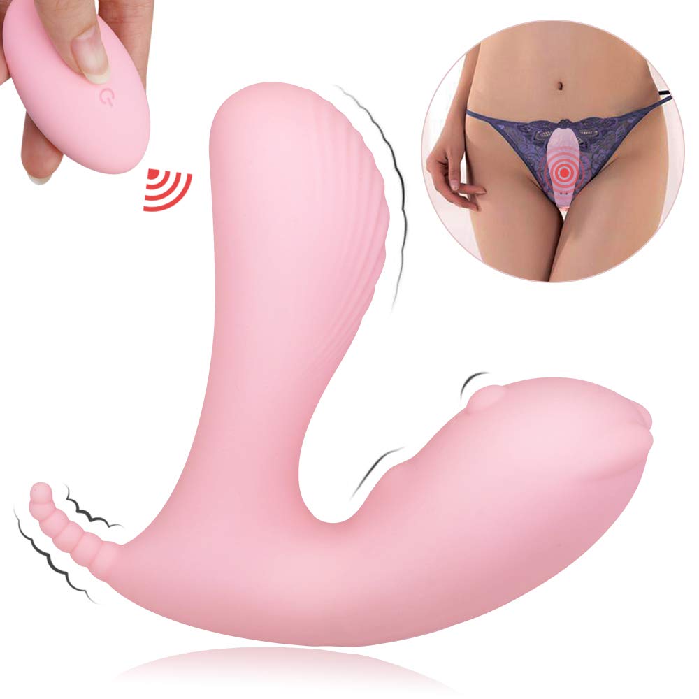 Butterfly Vibratoren für Sie mit Fernbedienung, Wearable Klitorisstimulator, Vibrator für sie Klitoris und G-punkt Stimulation, Silikon Paarvibrator Massagegerät Rabbit-Vibratoren mit 9 Frequenzen, 100% Wasserdicht, Rosa
