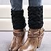 FAYBOX Short Women Crochet Boot Cuffs Winter Cable Knit Leg Warmers Black