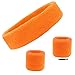 Kenz Laurenz Sweatband Set Cotton Sports Headband Terry Cloth Wristband Moisture Wicking Sweat Absorbing Head Band Athletic Exercise Basketball Wrist Sweatbands and Headbands