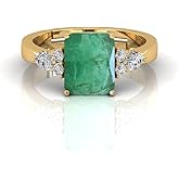 LMDPRAJAPATIS 7.00 Carat Unique Natural Emerald Gemstone Promise Gold Plated Ring For Birthday Present For