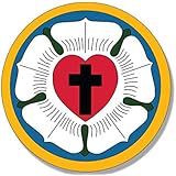 JR Studio4x4 inch Round Lutheran Church Seal Sticker - Decal Cross god Faith Religion Vinyl Decal Sticker Car Waterproof Car Decal Bumper Sticker