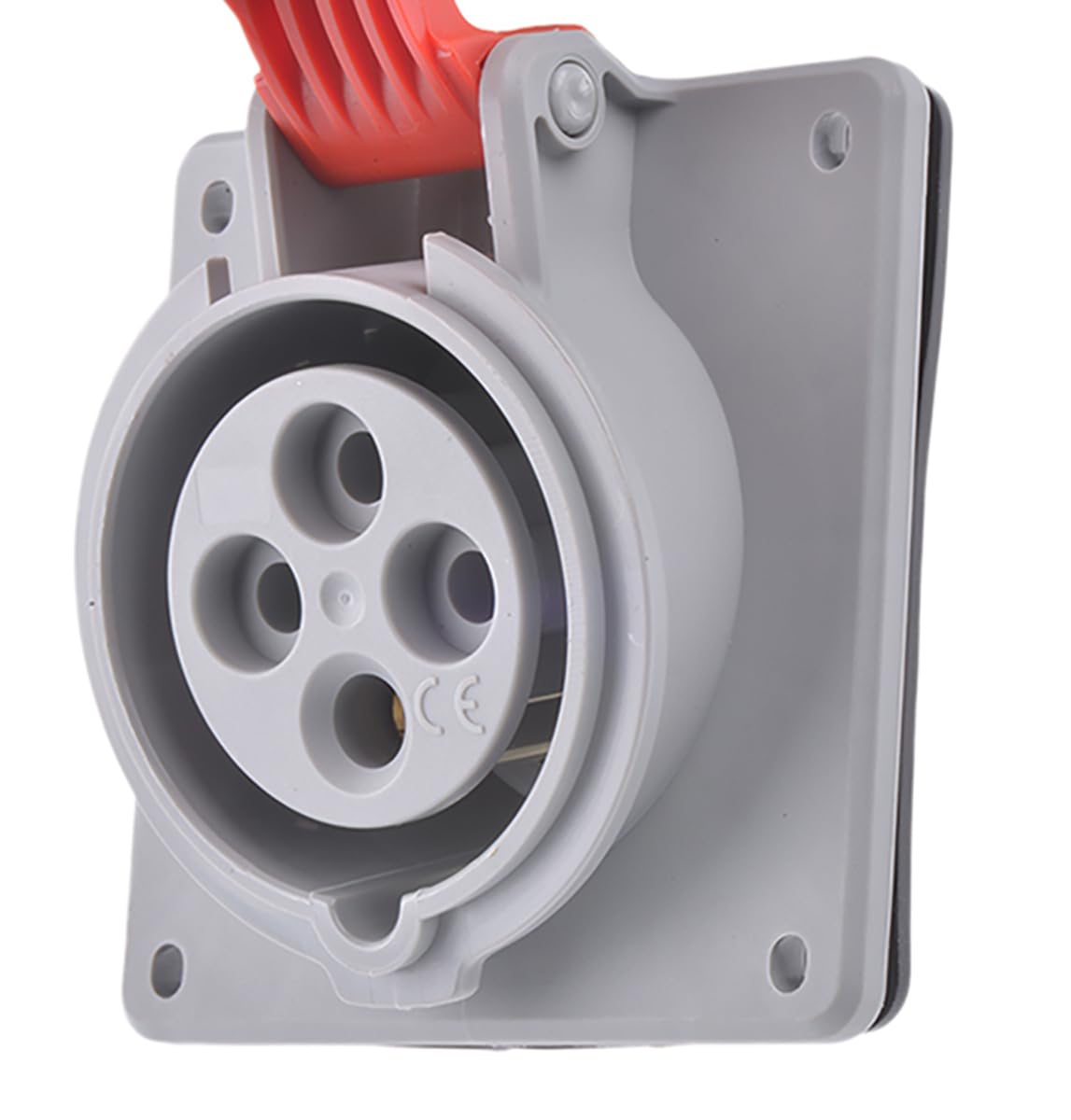 Legrand, CEE 16 A Mounted Socket, Red, 4-Pin (3P + PE), 6h (400 V / 16 A), Protection Class IP44, IK09 and Tilt Angle of 15 Degrees, 090163