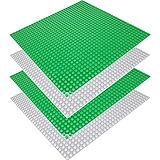 CLOURF Classic Building Baseplates 10" x 10" in Variety Color - Compatible All Major Brands (2 Green + 2 Gray)