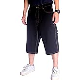 EnllerviiD Loose Fit Jean Shorts for Men Casual Carpenter Shorts Jeans Baggy Denim Shorts Skateboard Dance Jeans