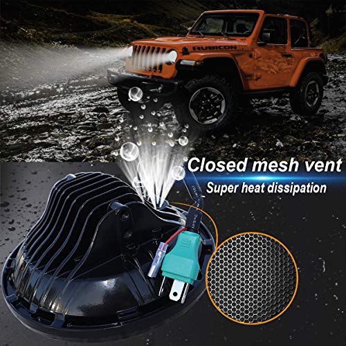 LED Headlight for Jeep Wrangler JK JKU TJ LJ CJ7" 105W Round Headlamp