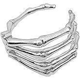 Bethynas Gothic Silver Devil Claw Bracelet Punk Retro Skull Skeleton Bangle Open Bone Arm Cuff Halloween Costume Accessory for Women