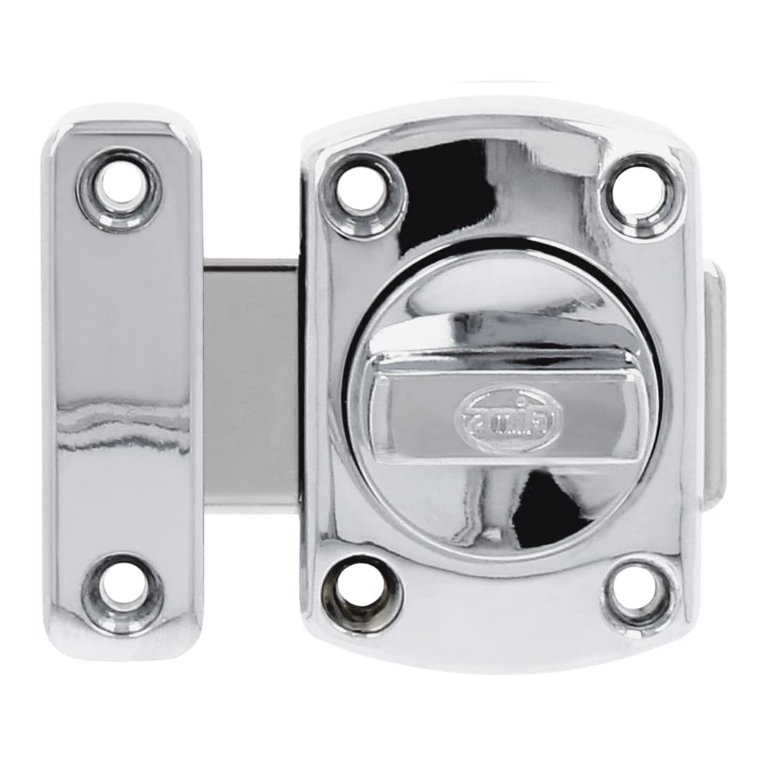 Amig - Surface Mounted Bolt | 50 x 70 mm | Suitable for Wooden Passage Doors | Cylindrical Rotating Latch | Bolt for Bathroom, Bedroom or Office | Security Lock | Gold Zamak
