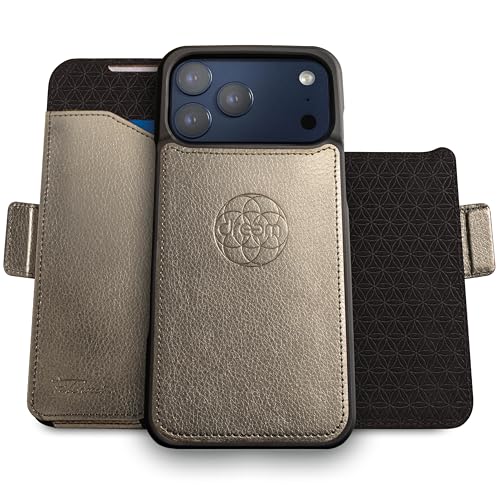 Dreem Lederhülle für iPhone 17 Pro Max - Revolutionärer Ständer & Kartenfach, Abnehmbare Magnetische Hülle, MagSafe-Ready, RFID-Blocker, Wallet-Case a
