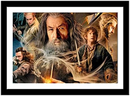 The Hobbit Framed Poster Art Print with Mat Horizontal Black Wooden Frame 17x21inch