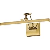 Pasoar Hard-Wired Picture Light Dimmable LED Picture Lights for Paintings 15.7" Inch Brass Metal Body Wall Pictures with Adju