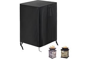 POMER Fire Column Cover, 21inch Square Firepit Cover for Patio Fire Column Waterproof Outdoor Fireplace Cover - 21"Lx21"Wx35"H