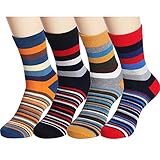 4 Pack Colorful Stripe Cotton Ankle CasualCrew Socks Vintage Style Sport Sock