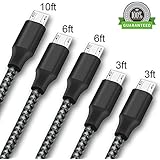 ONSON Micro USB Cable,5Pack 2x3FT 2x6FT 10FT Long Premium Nylon Braided Android Charger USB to Micro USB Charging Cable Samsung Charger Cord for Samsung Galaxy S7 Edge/S7/S6/S4/S3,Note 5/4- BlackWhite