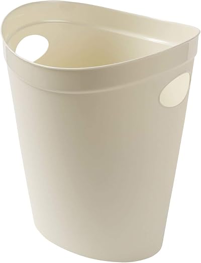 Addis 518078 Plastic Waste Paper Bin Linen Cream 12 Ltr Trash Bin