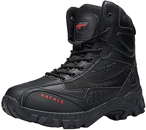 HOSOME Men Military Boots Comfortable Non-Slip Wear-Resistant Combat Hiking Outdoor Shoes