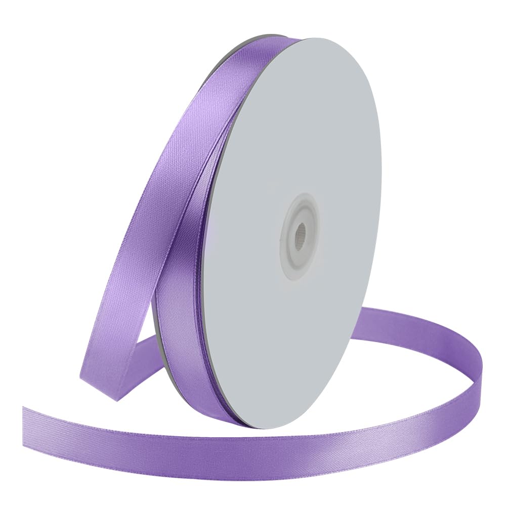 Photo 1 of 5/8" Wide x 100 Yards Single Face Polyester Satin Ribbon, Satin Ribbon for Crafts, Gift, Hair Bows, Wedding Party Decoration, Bow Making & Other Projects (Lavender)